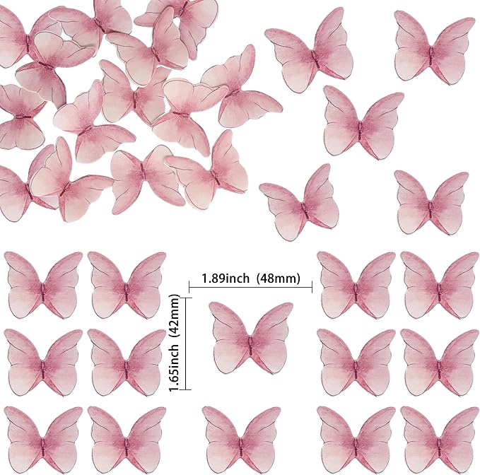 Ephlyn 48Pcs Edible Butterfly Cupcake Toppers Cute 3D Butterfly Cake Picks - Image 2