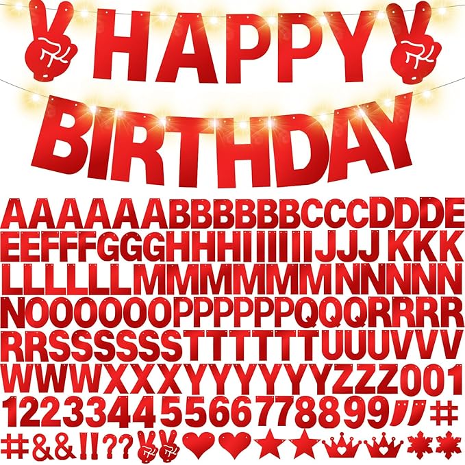 167Pcs DIY Glitter Customizable Banner Kit Custom Banner Happy Birthday DIY - Image 7
