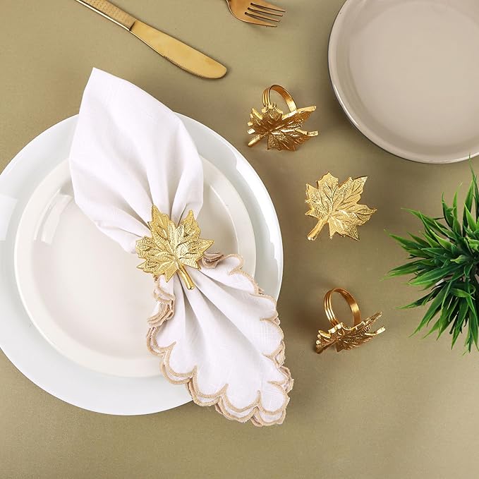 Set of 12 Maple Leaf Napkin Rings - Image 3