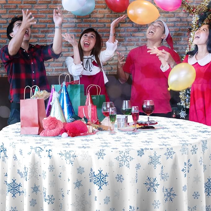 6 Pieces Christmas Snowflake Plastic Party Tablecloth Decorations, Disposable - Image 5