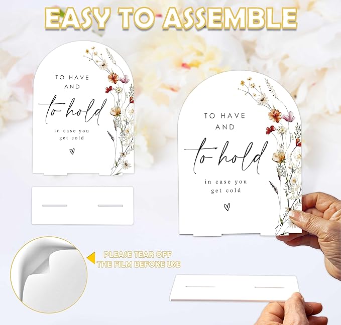 Boho Floral Wedding Blanket Sign, 6 x 8 Inch White Arch Acrylic Wedding Sign - Image 3