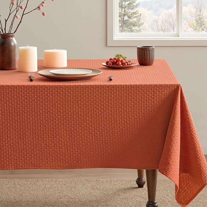 MIULEE Fall Tablecloth Burnt Orange Linen Cottton Table Cloth Rectangle - Image 7
