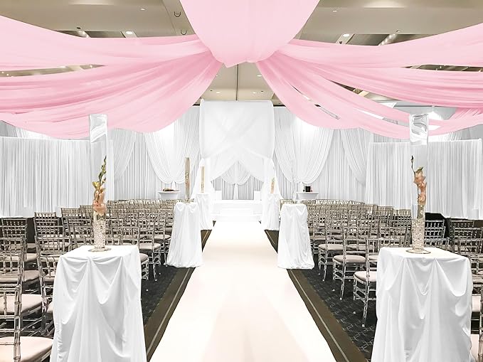 6 Panels Pink Ceiling Drapes for Wedding, 5ftx10ft Ceiling Drapes Cheesecloth - Image 5