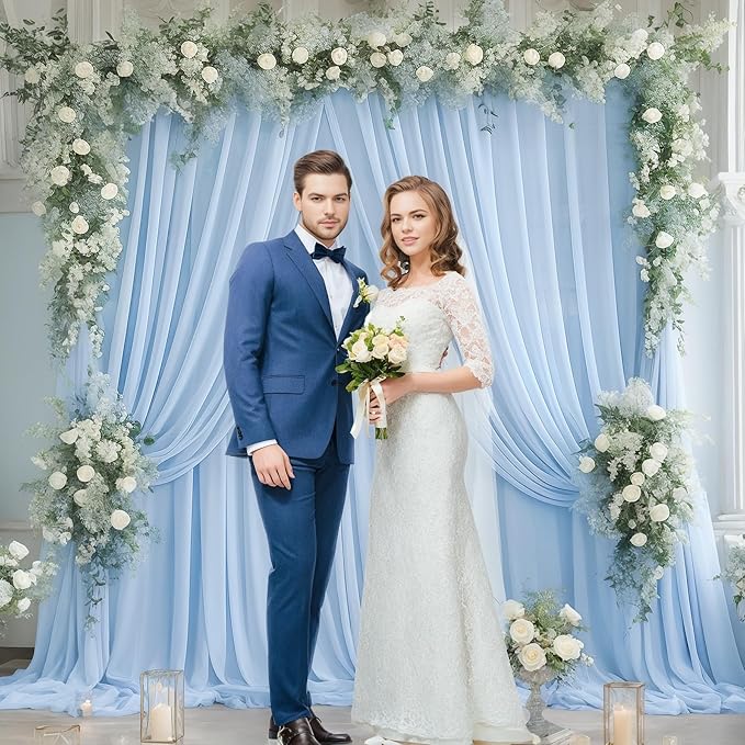 PARTISKY 20ft X 10ft Baby Blue Tulle Backdrop Curtain - Image 4