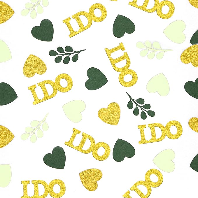 200PC Sage Green Wedding Confetti Wedding Shower Decorations Heart I do - Image 2