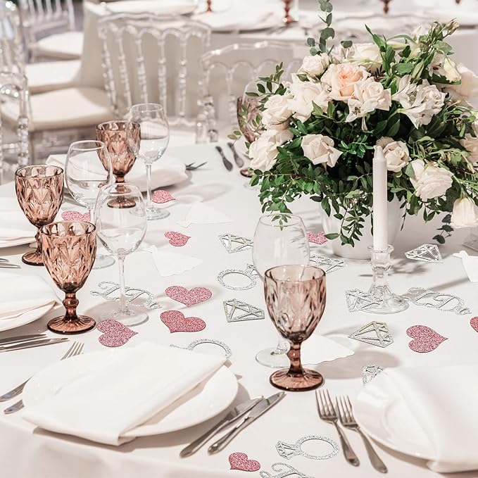 Zhanmai 240 Pieces Wedding Table Confetti, Glitter Rose Gold Heart Silver - Image 6