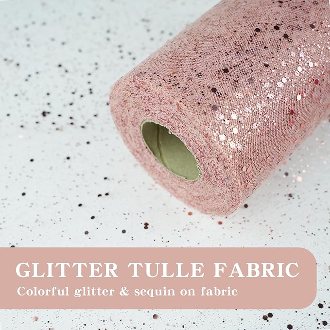 Glitter Tulle Rolls, 6” by 50 Yards Sparkling Tulle Spool Ribbon Sequin Tulle - Image 3
