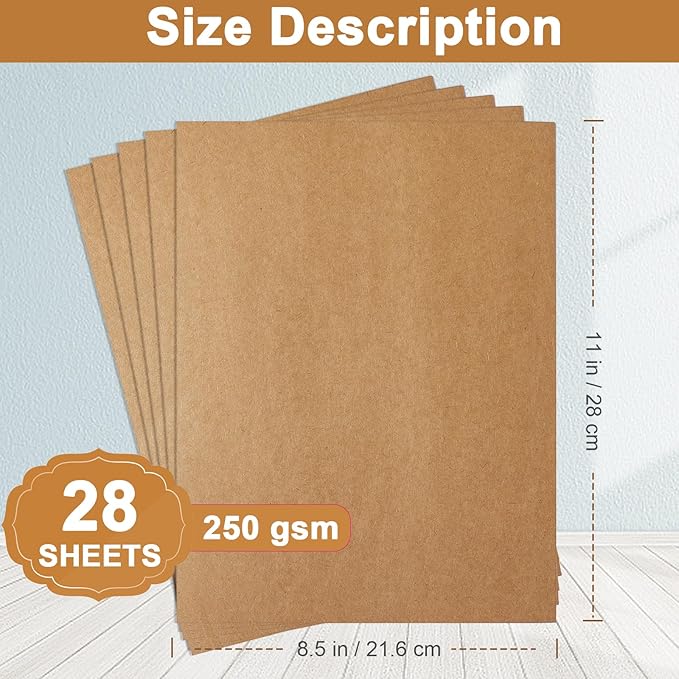 28 Sheets Brown Cardstock 8.5 x 11 Printer Paper, 92lb Heavyweight Paper Card - Image 2