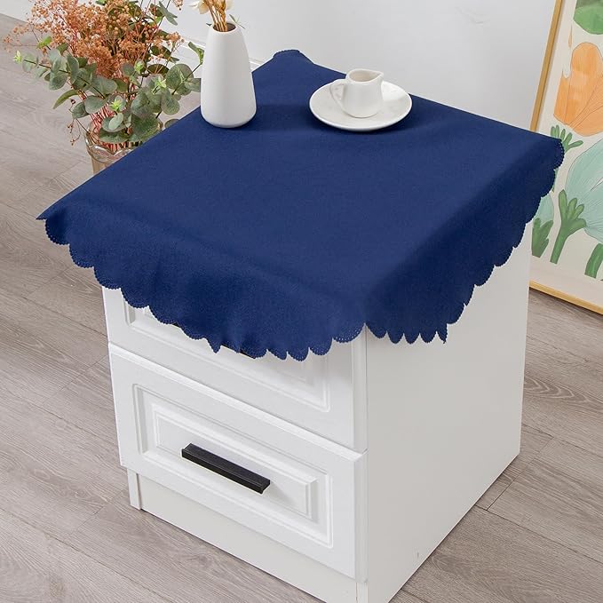 Small Round Navy Tablecloth 24 Inch Polyester Fabric Washable Table Cover - Image 3