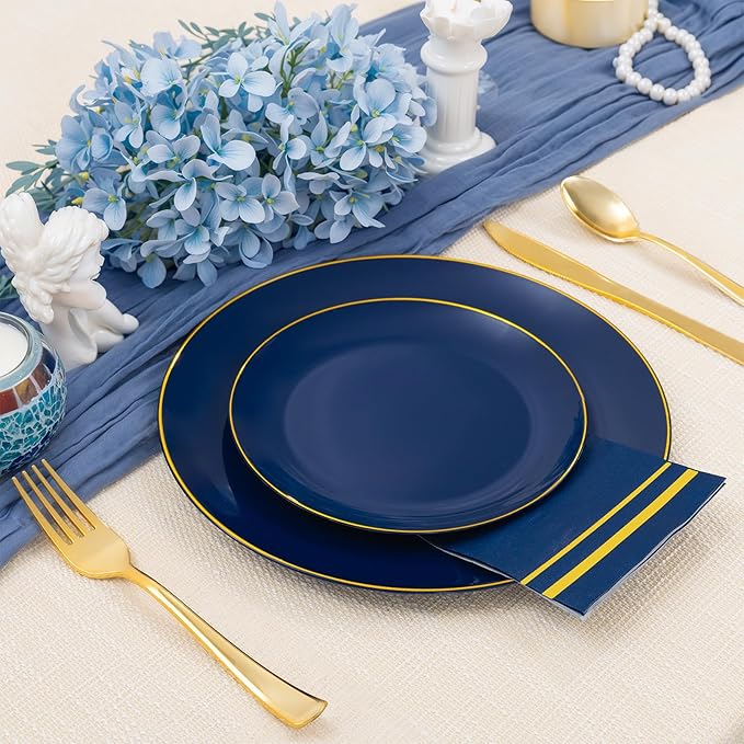 NOCCUR 350PCS Navy Blue Plastic Plates - Image 3