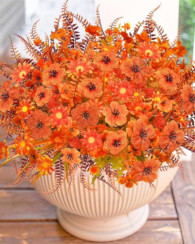 40 Pcs Fake Fall Flowers Artificial Fall Plants Outdoor Faux Fall Flower - Image 2