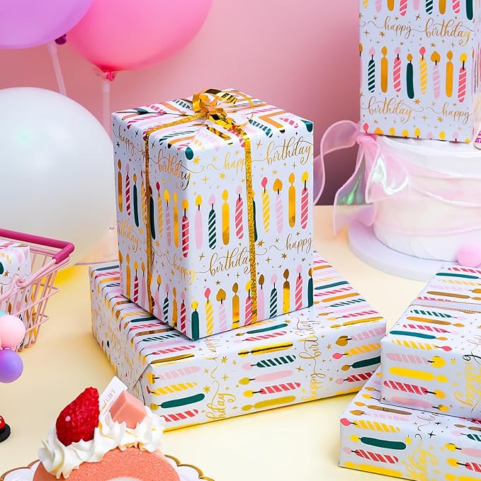 Yarcony Birthday Candle Wrapping Paper Roll - Image 6