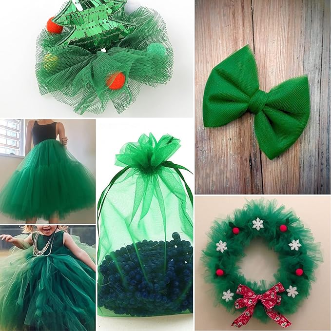Emerald Green Tulle Fabric Rolls 54 Inch by 10 Yards Fabric Tulle Bolt - Image 4