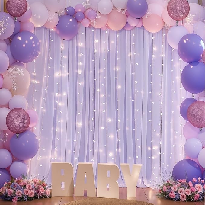 10ft x 7ft Lavender Chiffon Backdrop Curtain - Image 6