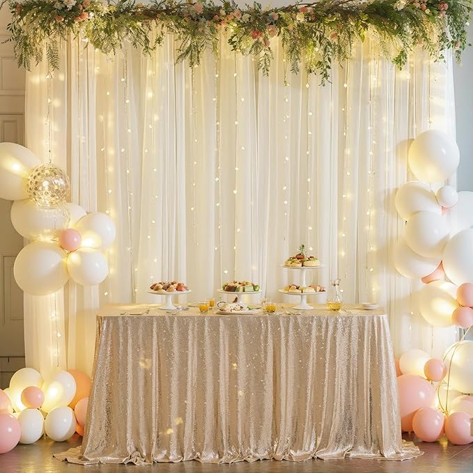 10ft x 7ft Ivory Chiffon Backdrop Curtain - Image 5