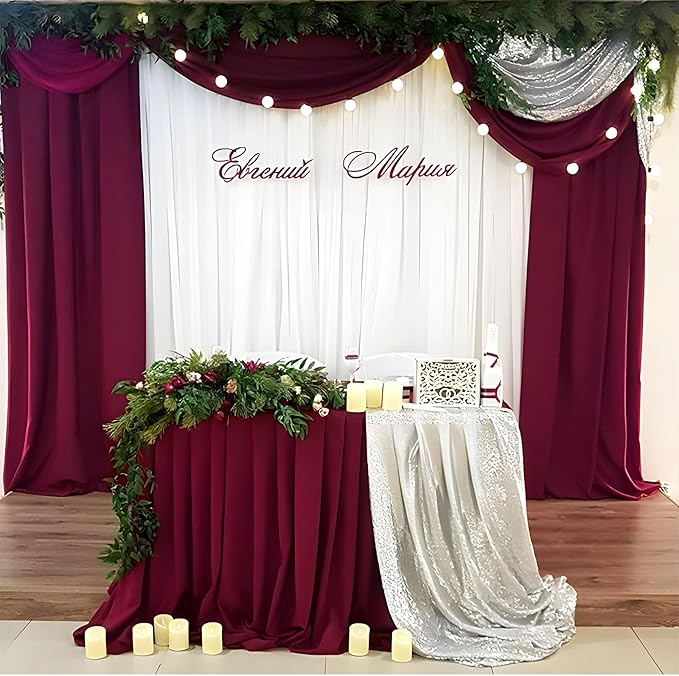 10 x 7 Feet Burgundy Backdrop Curtain - Image 4