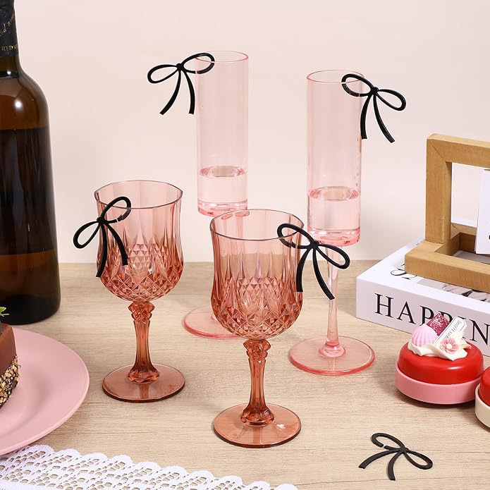 20 Pcs Bows for Champagne Glasses, Acrylic Drink Tags, Bows Drink Charms - Image 4
