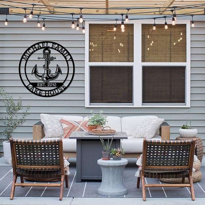 Personalized Metal Anchor Sign, Custom Family Last Name Sign, Nautical Outdoor - Image 5