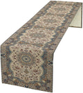 Boho Bohemia Style Table Runner, Vintage Blue Teal Gold Retro Flower Rustic by Unknown