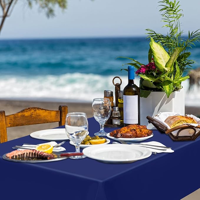 4 PCS Navy Plastic Tablecloths for Rectangle and Round Tables, Baptism - Image 8
