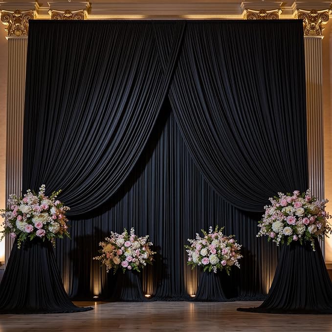 30×14ft Wrinkle Free Black Backdrop Curtain - Image 9