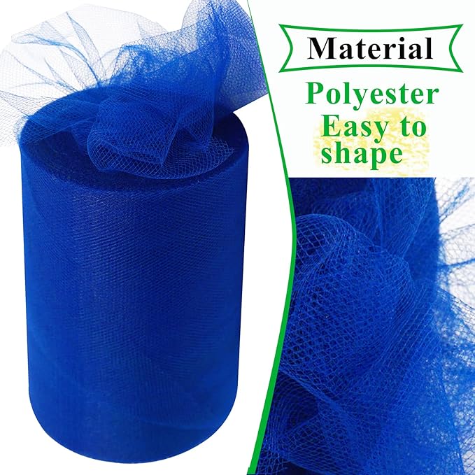 Royal Blue Tulle Fabric Rolls 6 Inch by 100 Yards Fabric Spool Tulle Ribbon - Image 3