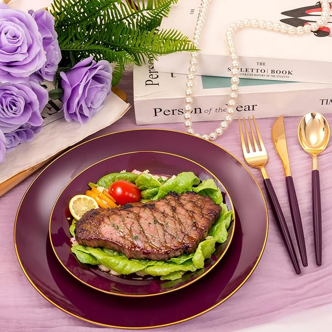 Liacere 150PCS Purple Plastic Plates - Image 5