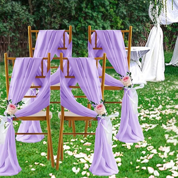 SiinvdaBZX 4 Panels Wedding Arch Draping Fabric 30" x 240" Lavender Purple - Image 7