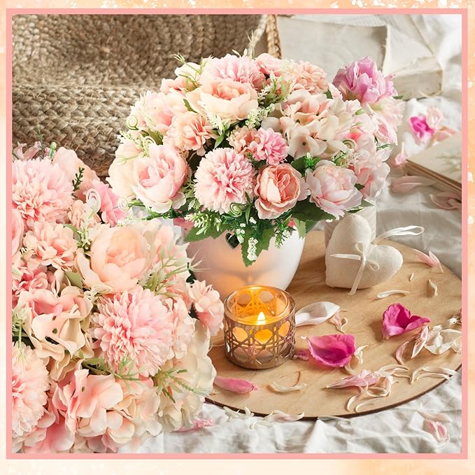 Tigeen Artificial Flowers Artificial Peonies Silk Flowers Faux Peony Fake Peony - Image 5