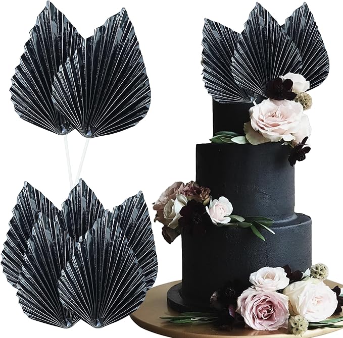 Ephlyn 6Pcs Paper Palm Leaves Fan Cake Toppers Palm Leaf Fan Cake Picks Craft by Ephlyn