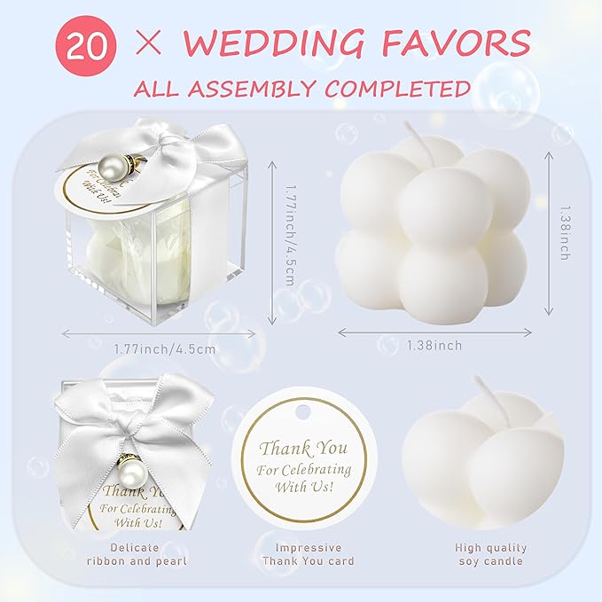 20 Pcs Small Bubble Candles Elegant Party Favors Bulk Set - Image 2