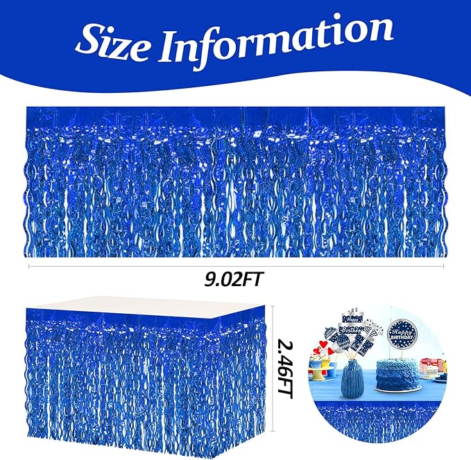 4P Wavy Metallic Tinsel Foil Fringe Table Skirts - Image 2