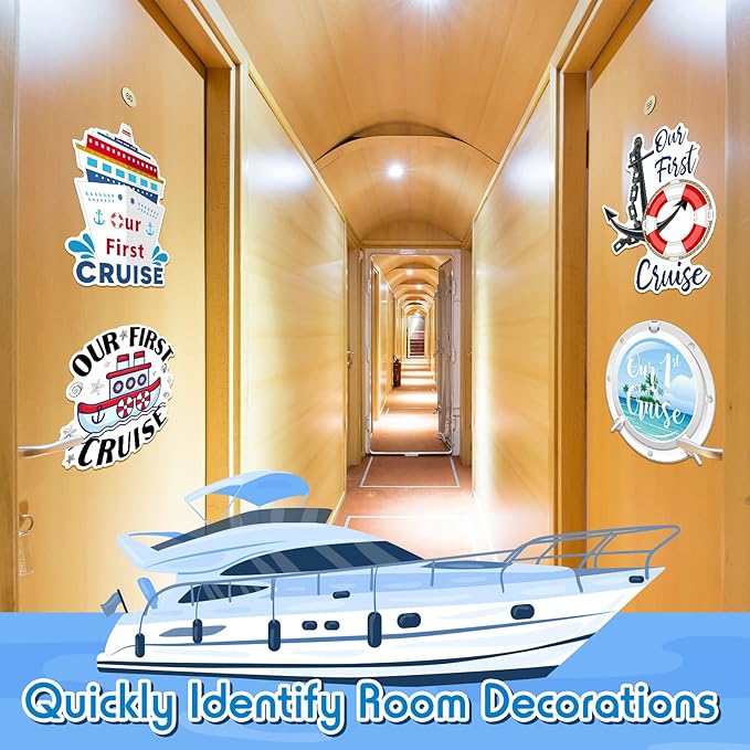 Hoteam 4 Pcs Our First Cruise Door Decorations Magnetic Large First Cruise Ship - Image 3