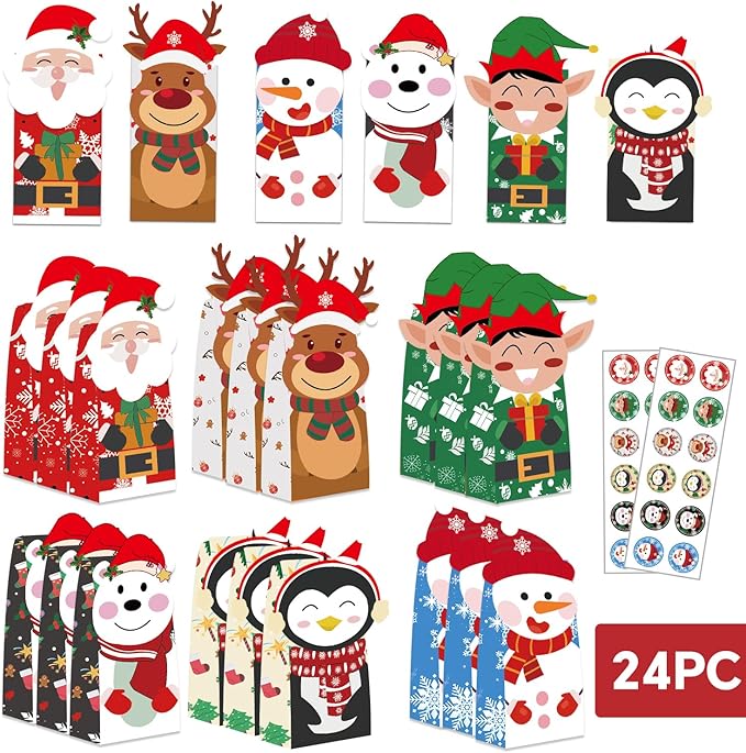 24PCS Christmas Treat Bags, Xmas Cookies Wrapping Gift - Image 3