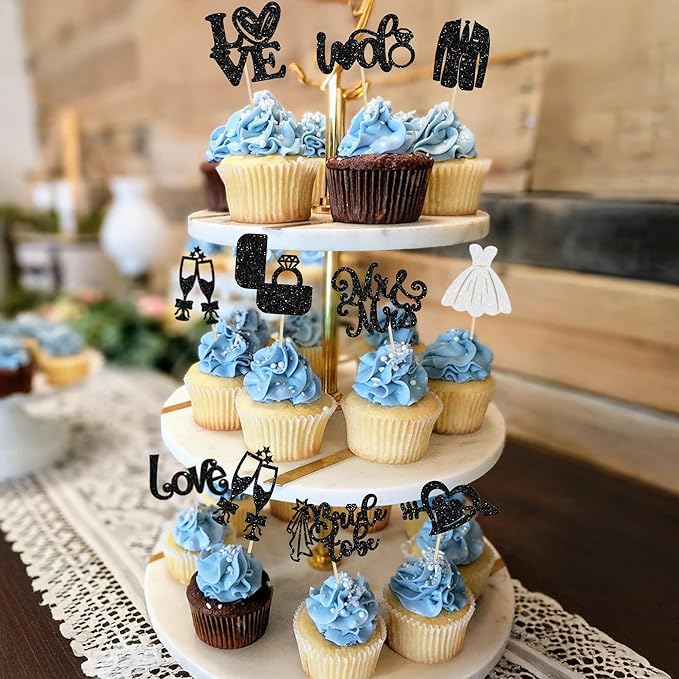 Ephlyn 30Pcs Bride to be Cupcake Toppers Glitter Wedding Cake Topper - Image 5