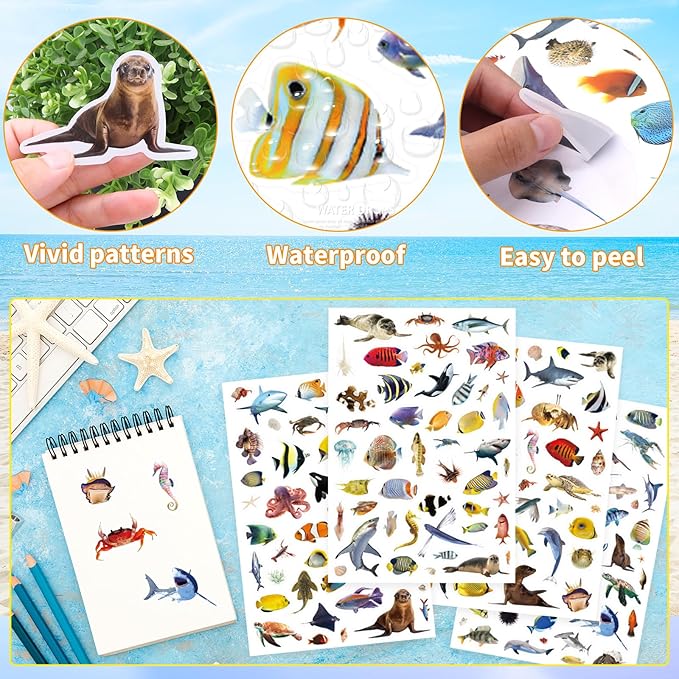 Ocean Animals Stickers 820 Count Sea Animal Fish Shark Stickers Party Favors - Image 2