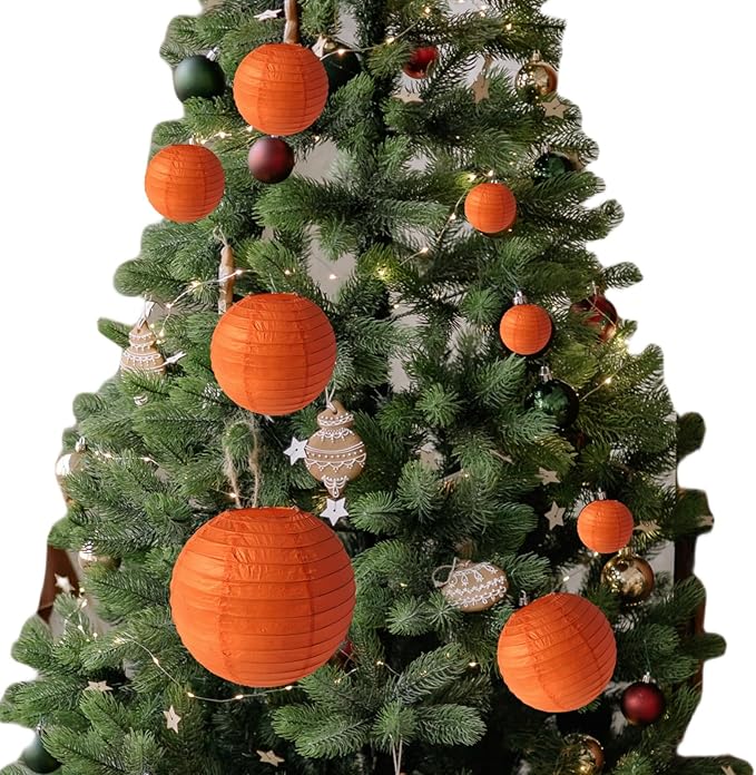 Orange Paper Lanterns Decorative 10pcs Party Hanging Decorations - Image 4