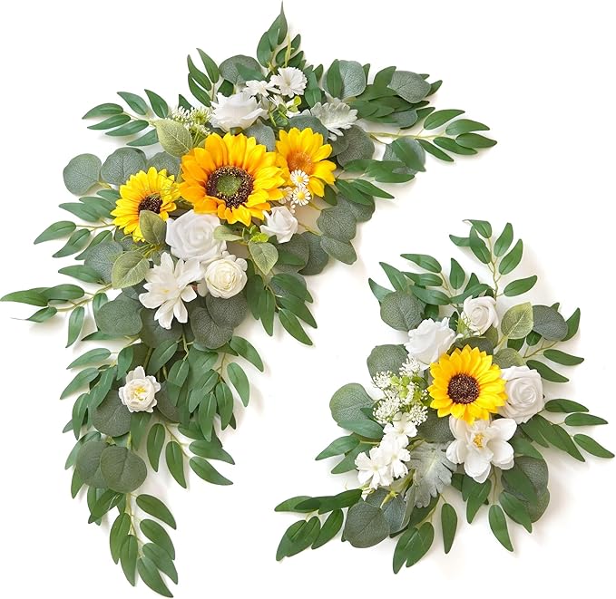 Wedding Sign Faux Flower Swag for Ceremony Party Reception Entrance Floral by Muhanjia