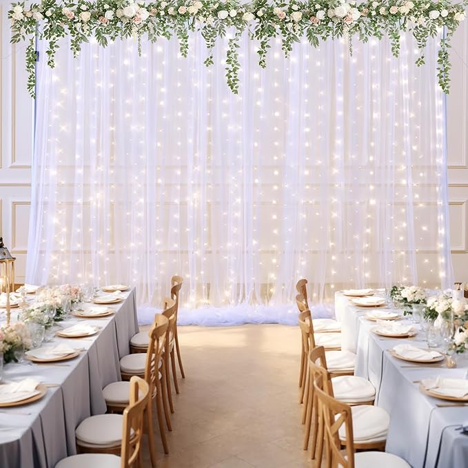 10x10ft White Tulle Backdrop Curtain - Image 5