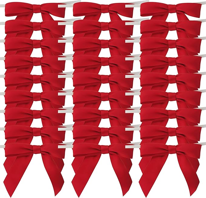 50pcs 2-1/2" Red Satin Ribbon Bows - Image 2