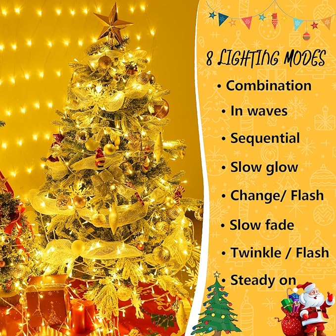 YEGUO 165ft 500 LED String Lights Outdoor Waterproof, 8 Modes Fairy Light - Image 2