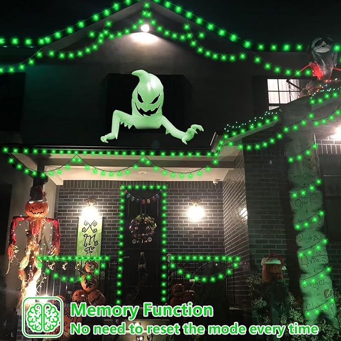 YEGUO 66ft 200 LED Green Halloween Lights Outdoor Waterproof, 8 Modes Twinkle - Image 7
