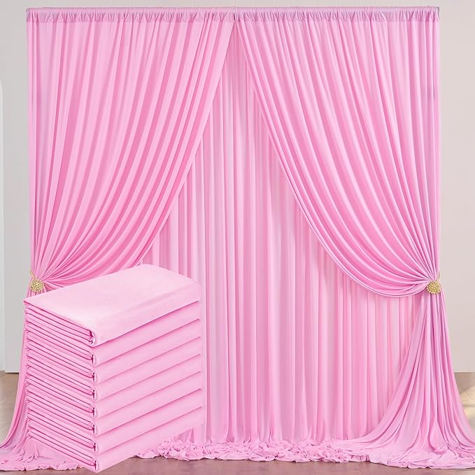 40 ft x 10 ft Wrinkle Free Baby Pink Backdrop Curtain by Outpain