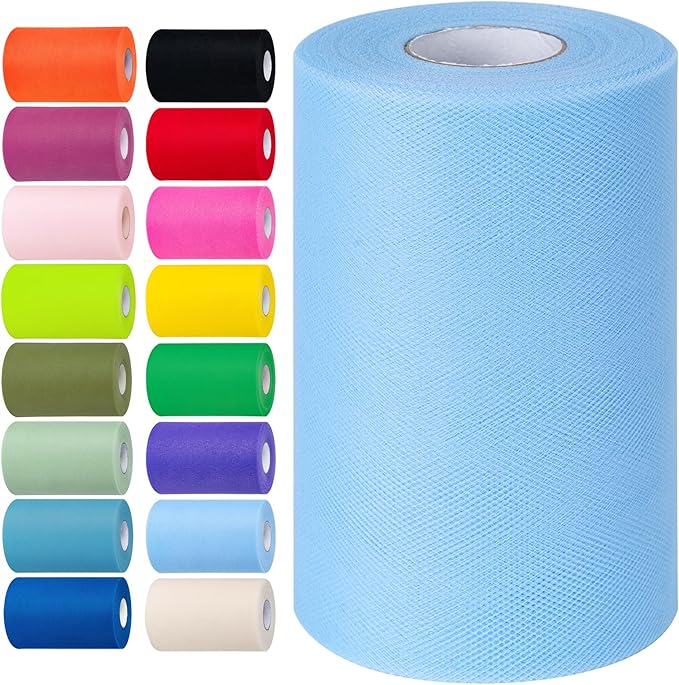 Blue Tulle Fabric Rolls 6 Inch by 100 Yards Tulle Roll Spool Fabric by Unknown