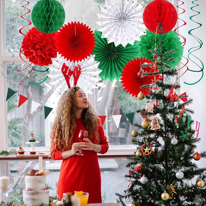 Red-Green White Christmas Party-Decorations - Image 4