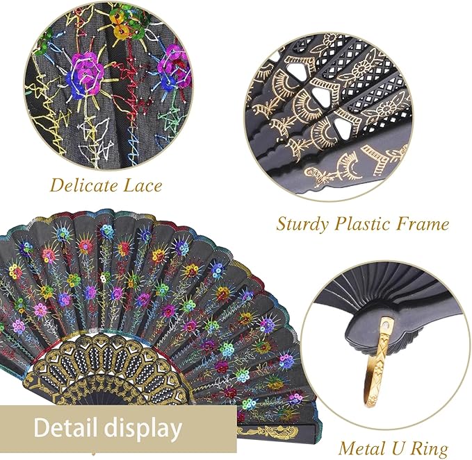 QIRMIZI 30 Pack Fabric Folding Handheld Fans, and Dancing - Image 2