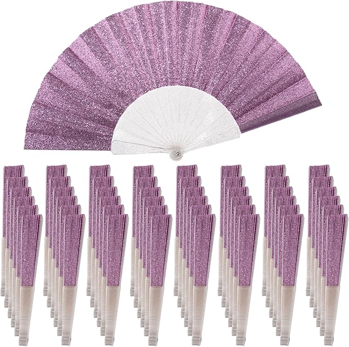48 Pack Handheld Fan, Folding Hand Glitter Fan by SiissaPeksid