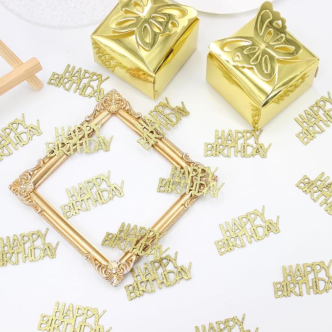 Gold Happy Birthday Confetti for Tables Glitter Birthday Party Table Scatters - Image 4