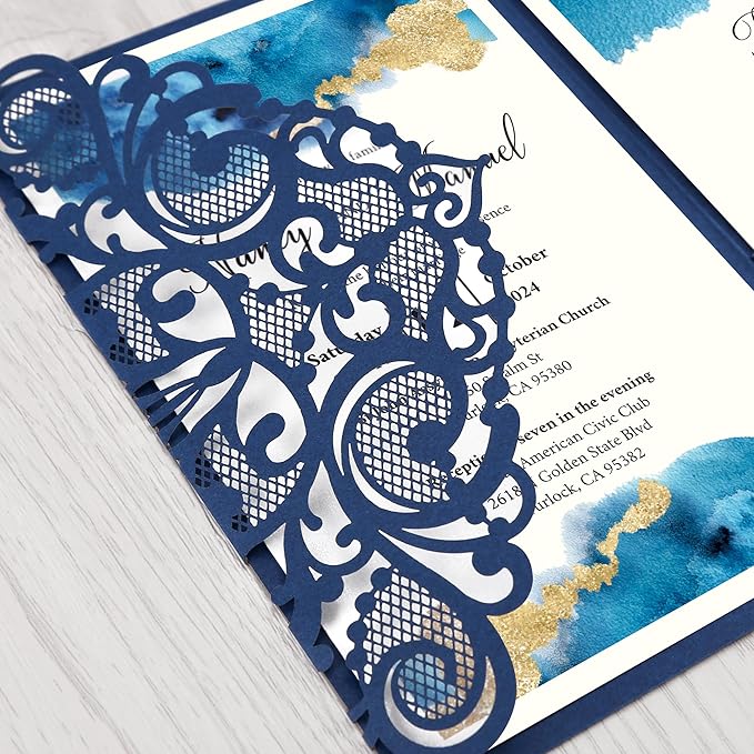 DORIS HOME 50PCS Laser Cut Wedding Invitations - Image 4