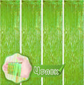 4 Pack 3.3x8.2 Feet Neon Green Foil Fringe Backdrop Curtains, Tinsel Streamers by Voircoloria